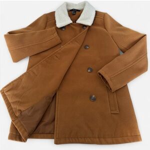 Forever 21  Tan Peacoat  Fur Collard  Size Small